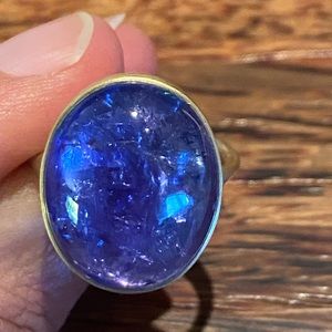 Brand New Lola Brooks 15+ carat Tanzanite 18k gold ring 7.75